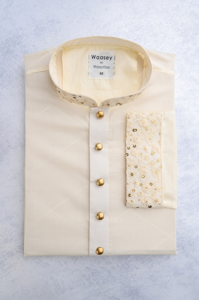 Ivory Gold Embroidered Panjabi